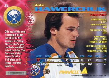 1994-95 Pinnacle #43 Dale Hawerchuk Back