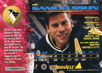 1994-95 Pinnacle #46 Ulf Samuelsson Back