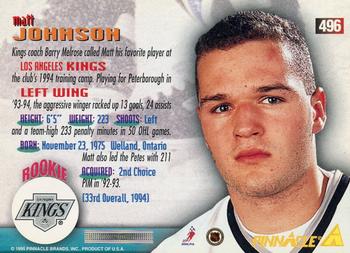1994-95 Pinnacle #496 Matt Johnson Back