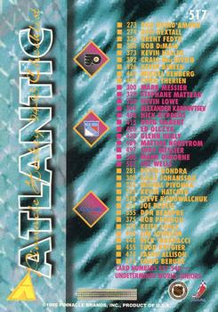 1994-95 Pinnacle #517 Atlantic Divison Checklist Back