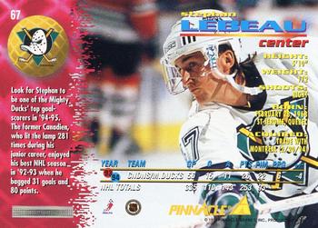 1994-95 Pinnacle #67 Stephan Lebeau Back