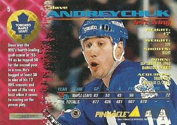 1994-95 Pinnacle - Artist's Proofs #5 Dave Andreychuk Back