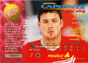 1994-95 Pinnacle - Artist's Proofs #449 Martin Lapointe Back