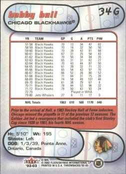 2002-03 Fleer Throwbacks - Gold #34G Bobby Hull Back