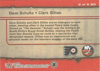 2002-03 Fleer Throwbacks - Squaring Off #2 Dave Schultz / Clark Gillies Back