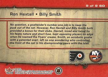2002-03 Fleer Throwbacks - Squaring Off #9 Ron Hextall / Billy Smith Back
