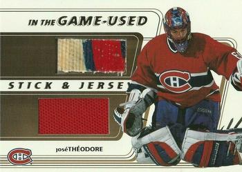 2002-03 In The Game Used - Stick & Jersey Gold #SJ-13 Jose Theodore Front