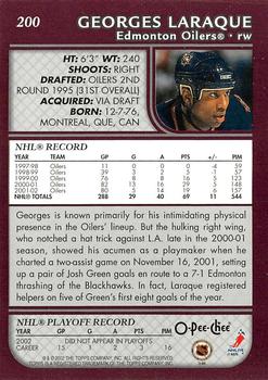 2002-03 O-Pee-Chee - Factory Set #200 Georges Laraque Back
