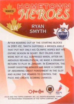 2002-03 O-Pee-Chee - Factory Set Hometown Heroes Canada #HHC3 Ryan Smyth Back