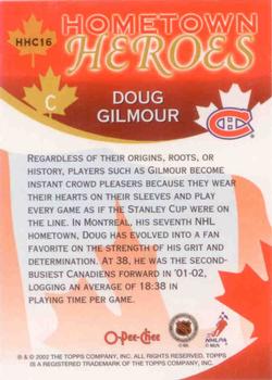 2002-03 O-Pee-Chee - Factory Set Hometown Heroes Canada #HHC16 Doug Gilmour Back