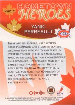 2002-03 O-Pee-Chee - Factory Set Hometown Heroes Canada #HHC17 Yanic Perreault Back