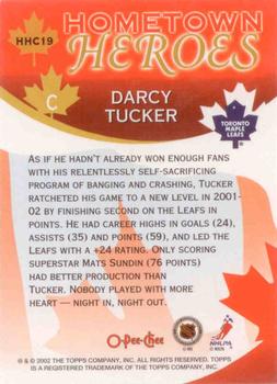 2002-03 O-Pee-Chee - Factory Set Hometown Heroes Canada #HHC19 Darcy Tucker Back