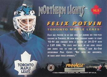 1994-95 Pinnacle - Northern Lights #NL9 Felix Potvin Back