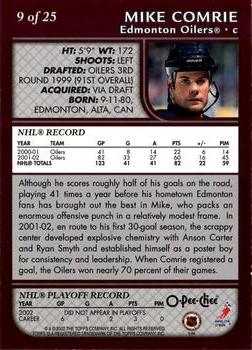 2002-03 O-Pee-Chee - Box Toppers 3x5 #9 Mike Comrie Back