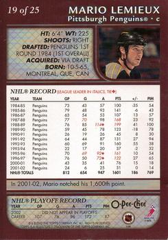 2002-03 O-Pee-Chee - Box Toppers 3x5 #19 Mario Lemieux Back