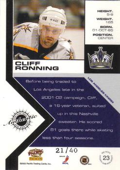 2002-03 Pacific - Jerseys Holo-Silver #23 Cliff Ronning Back
