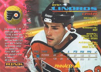 1994-95 Pinnacle - Rink Collection #1 Eric Lindros Back
