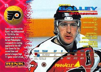 1994-95 Pinnacle - Rink Collection #27 Garry Galley Back