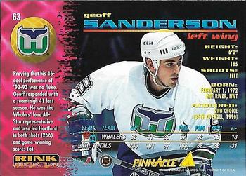 1994-95 Pinnacle - Rink Collection #63 Geoff Sanderson Back