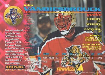 1994-95 Pinnacle - Rink Collection #100 John Vanbiesbrouck Back