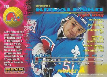 1994-95 Pinnacle - Rink Collection #128 Andrei Kovalenko Back