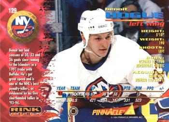 1994-95 Pinnacle - Rink Collection #129 Benoit Hogue Back