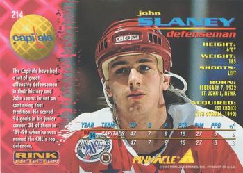 1994-95 Pinnacle - Rink Collection #214 John Slaney Back