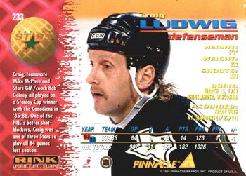 1994-95 Pinnacle - Rink Collection #233 Craig Ludwig Back
