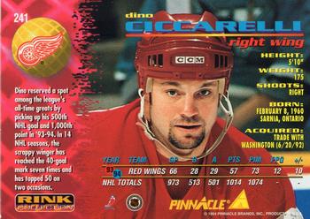 1994-95 Pinnacle - Rink Collection #241 Dino Ciccarelli Back