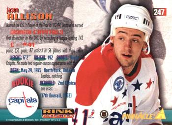 1994-95 Pinnacle - Rink Collection #247 Jason Allison Back