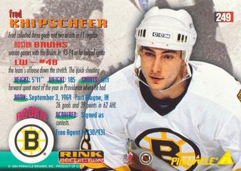 1994-95 Pinnacle - Rink Collection #249 Fred Knipscheer Back