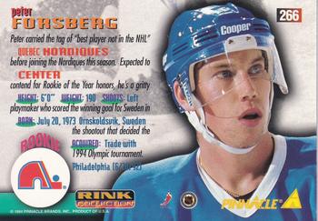 1994-95 Pinnacle - Rink Collection #266 Peter Forsberg Back