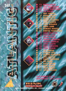 1994-95 Pinnacle - Rink Collection #267 Atlantic Division Checklist Back