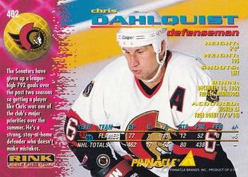 1994-95 Pinnacle - Rink Collection #402 Chris Dahlquist Back