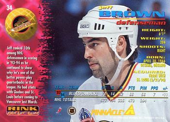 1994-95 Pinnacle - Rink Collection #34 Jeff Brown Back