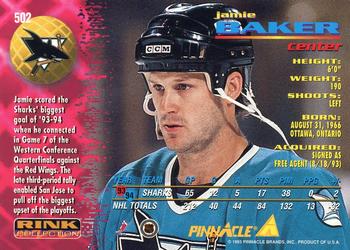 1994-95 Pinnacle - Rink Collection #502 Jamie Baker Back