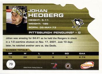 2002-03 Pacific Atomic - Hobby Parallel #79 Johan Hedberg Back