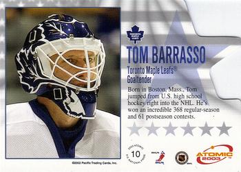 2002-03 Pacific Atomic - National Pride #10 Tom Barrasso Back