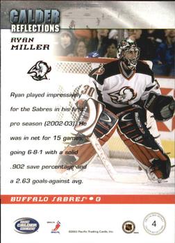 2002-03 Pacific Calder - Reflections #4 Ryan Miller Back