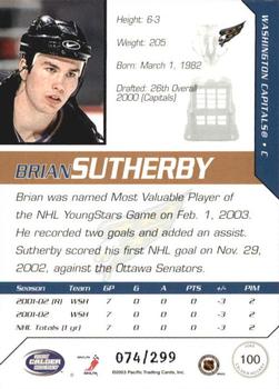 2002-03 Pacific Calder - Silver #100 Brian Sutherby Back