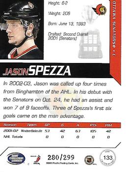2002-03 Pacific Calder - Silver #133 Jason Spezza Back