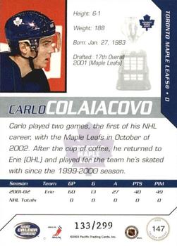 2002-03 Pacific Calder - Silver #147 Carlo Colaiacovo Back