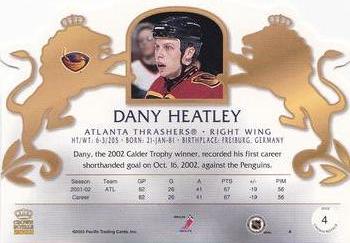 2002-03 Pacific Crown Royale - Blue #4 Dany Heatley Back