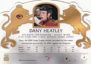 2002-03 Pacific Crown Royale - Retail (Silver) #4 Dany Heatley Back