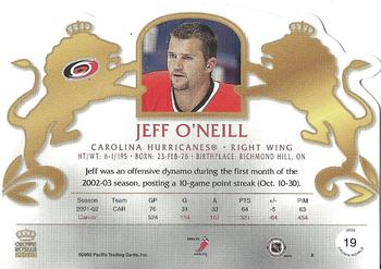 2002-03 Pacific Crown Royale - Retail (Silver) #19 Jeff O'Neill Back