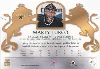 2002-03 Pacific Crown Royale - Retail (Silver) #31 Marty Turco Back