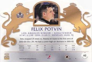 2002-03 Pacific Crown Royale - Retail (Silver) #46 Felix Potvin Back