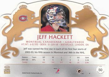 2002-03 Pacific Crown Royale - Retail (Silver) #50 Jeff Hackett Back