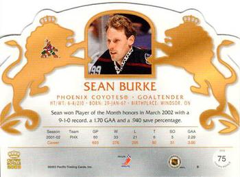 2002-03 Pacific Crown Royale - Retail (Silver) #75 Sean Burke Back