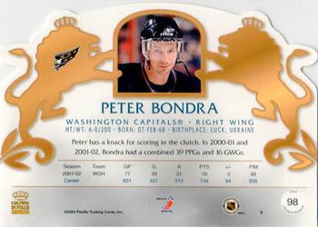 2002-03 Pacific Crown Royale - Retail (Silver) #98 Peter Bondra Back